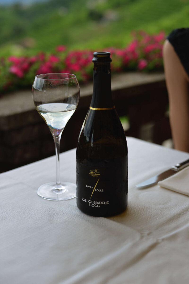 A bottle of local white Italian wine featured On the Italian on Tour’s 10 day Northern Italian Delights Food & Wine Tour